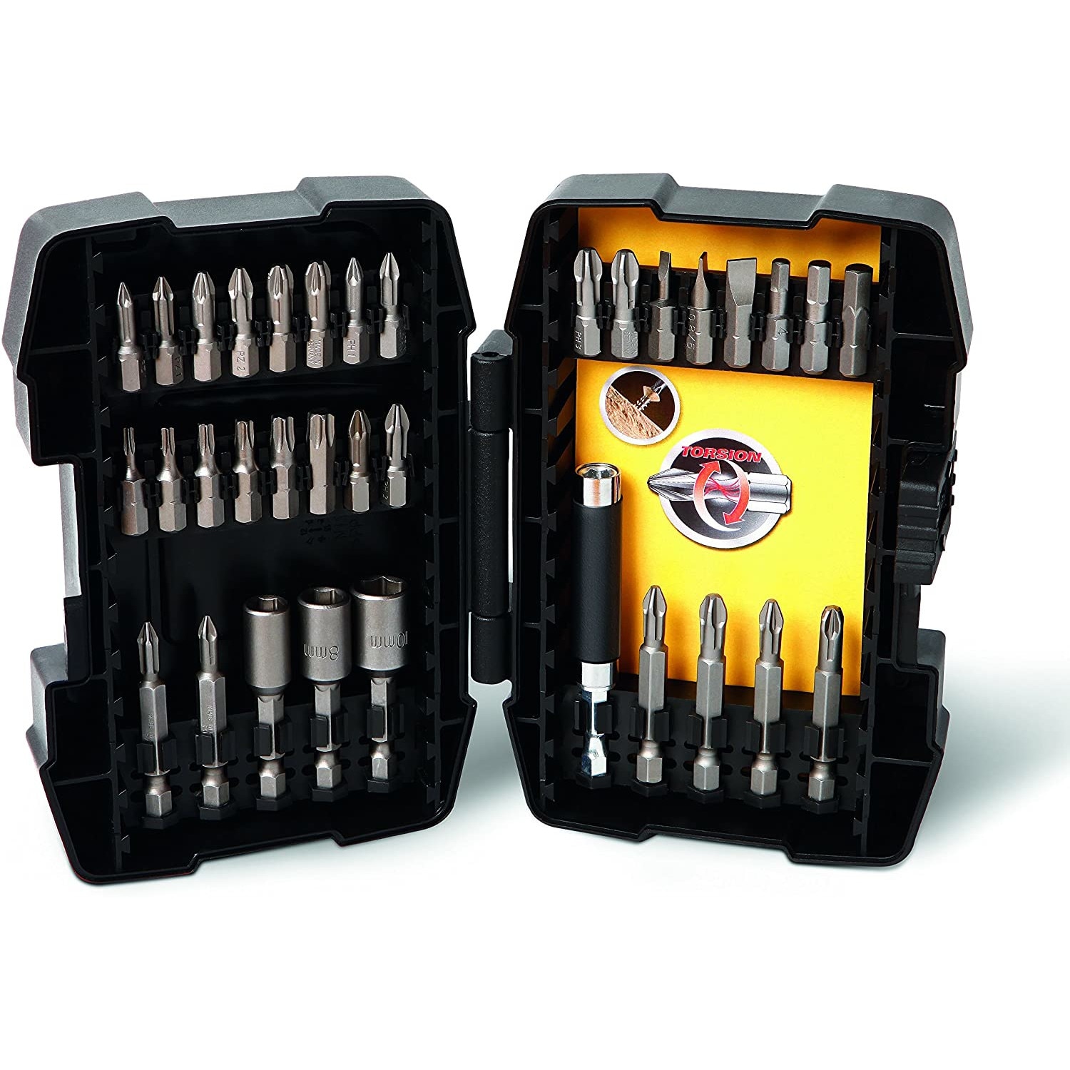 Set 34 de piese pentru insurubare STA88000-XJ Stanley 25 Biti insurubare 3 Tubulare 1 Adaptor magnetic 80mm