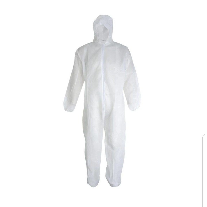 Combinezon de protectie din polipropilena reutilizabil, alb, marimea 2xl