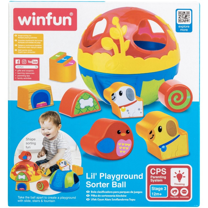 Играчка за сортиране Winfun - Топка, Включени 7 форми