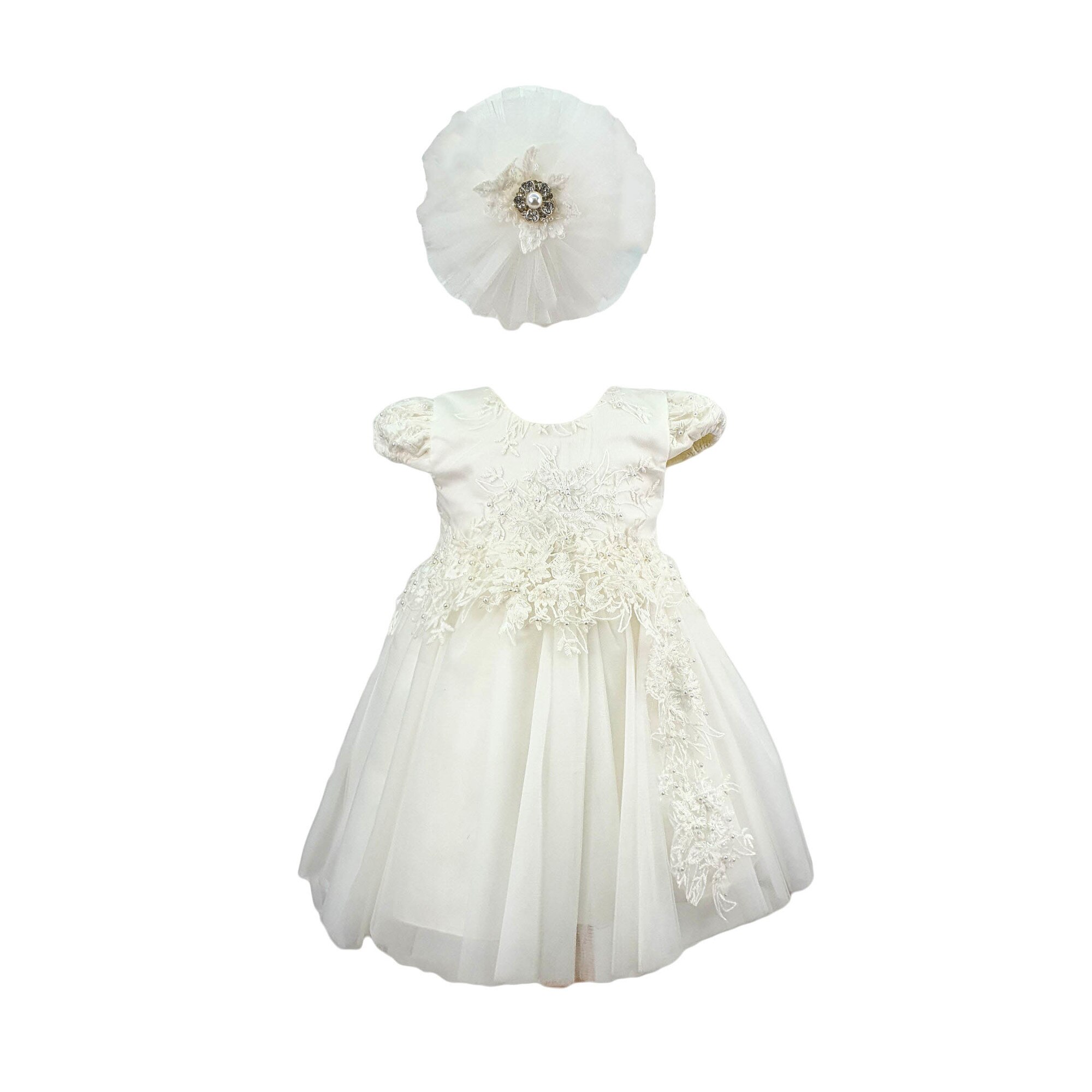 Rochie eleganta pentru fetite, culoare alba, marime 86 cm varsta 18 luni