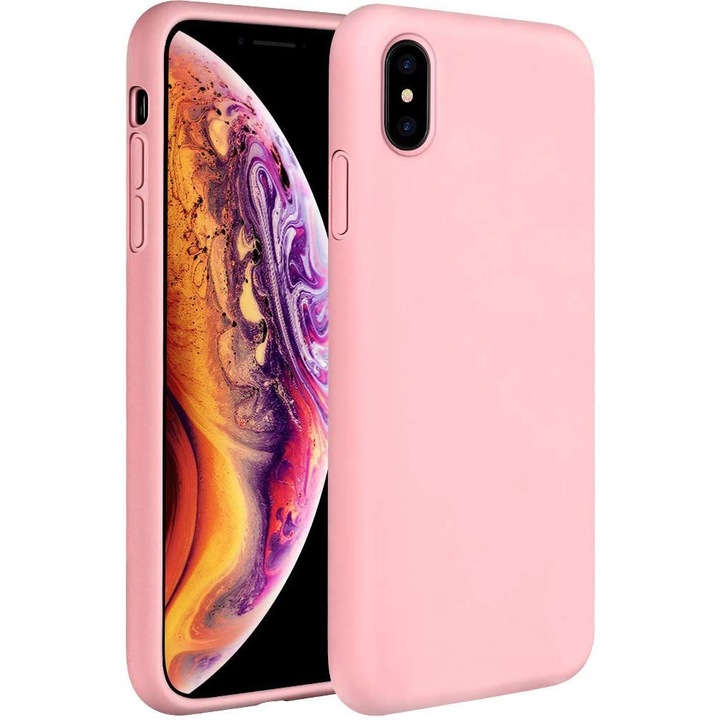 Husa protectie compatibila cu iPhone XS Max, iPhone 10S Max, ultra slim, silicon Roz, interior din microfibra, PlanetPhone