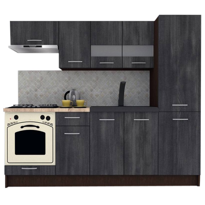 Set Bucatarie Marina New 230 A, Wenge / Decor 8509, 230 x 195,5 x 60 cm