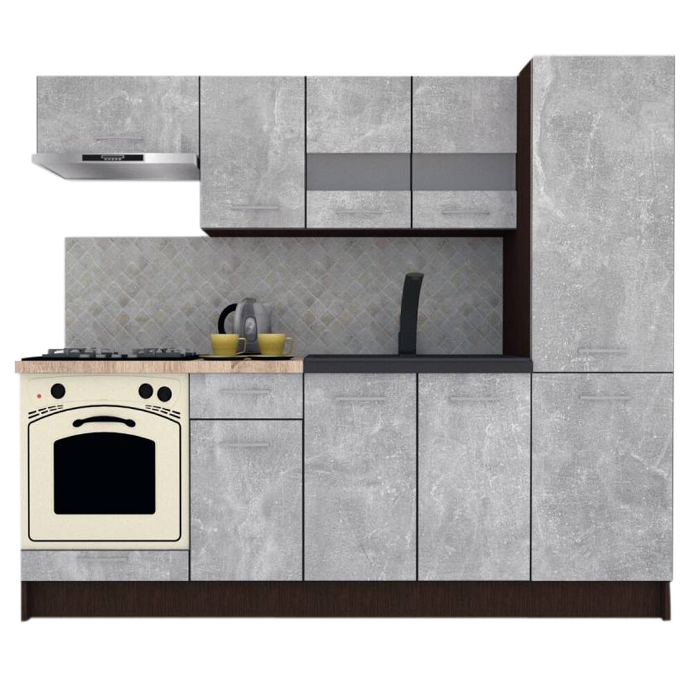 Set Bucatarie Marina New 230 A, Wenge / Decor 4298, 230 x 195,5 x 60 cm