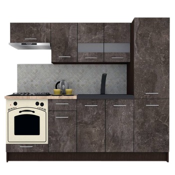 Set Bucatarie Marina New 230 A, Wenge / Decor 4299, 230 x 195,5 x 60 cm Set Bucatarie Marina New 230 A, Wenge / Decor 4299, 230 x 195,5 x 60 cm