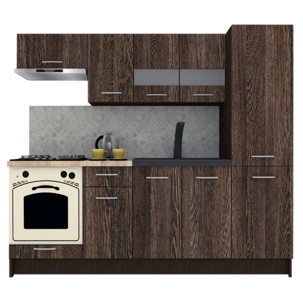 Set Bucatarie Marina New 230 A, Wenge / Decor 7648, 230 x 195,5 x 60 cm