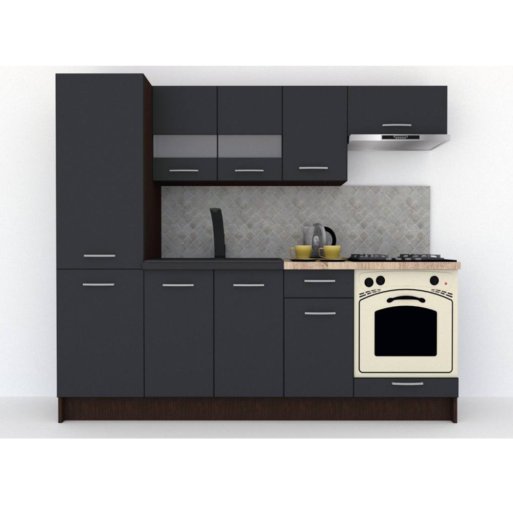 Set Bucatarie Marina New 230 B, Wenge / Decor 0164, 230 x 195,5 x 60 cm