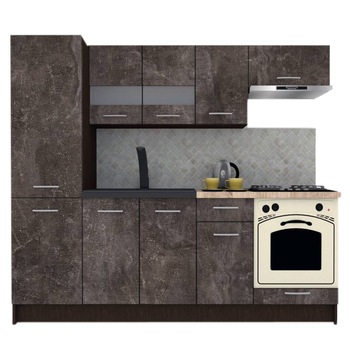 Set Bucatarie Marina New 230 B, Wenge / Decor 4299, 230 x 195,5 x 60 cm Set Bucatarie Marina New 230 B, Wenge / Decor 4299, 230 x 195,5 x 60 cm