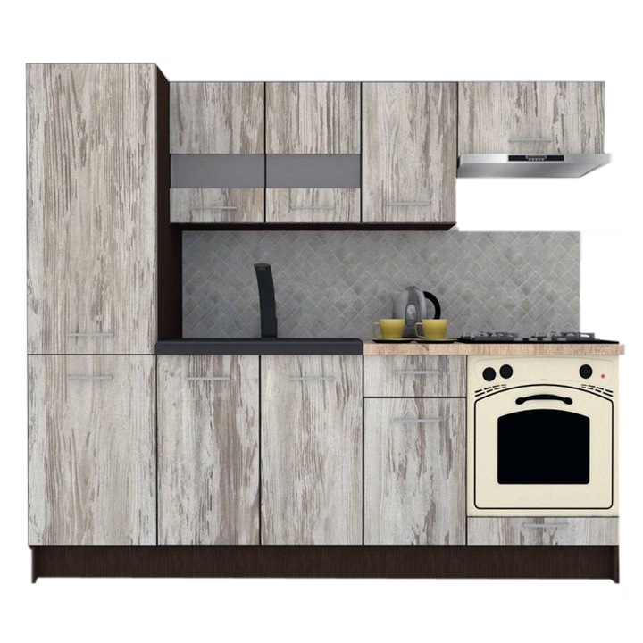 Set Bucatarie Marina New 230 B, Wenge / Decor K084, 230 x 195,5 x 60 cm