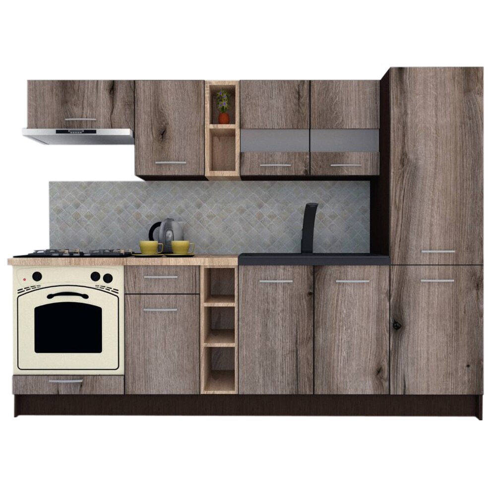 Set Bucatarie Marina New 250 A, Wenge / Decor K366, 250 x 195,5 x 60 cm