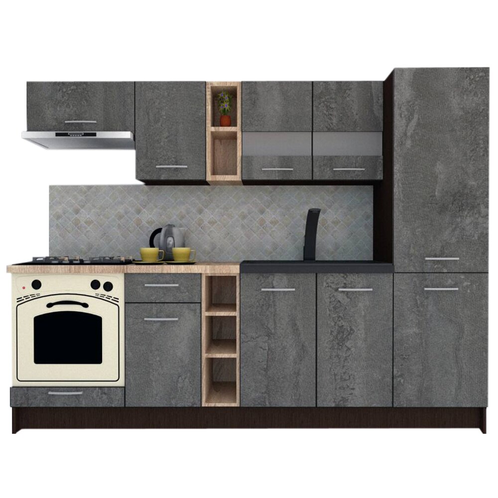 Set Bucatarie Marina New 250 A, Wenge / Decor K352, 250 x 195,5 x 60 cm