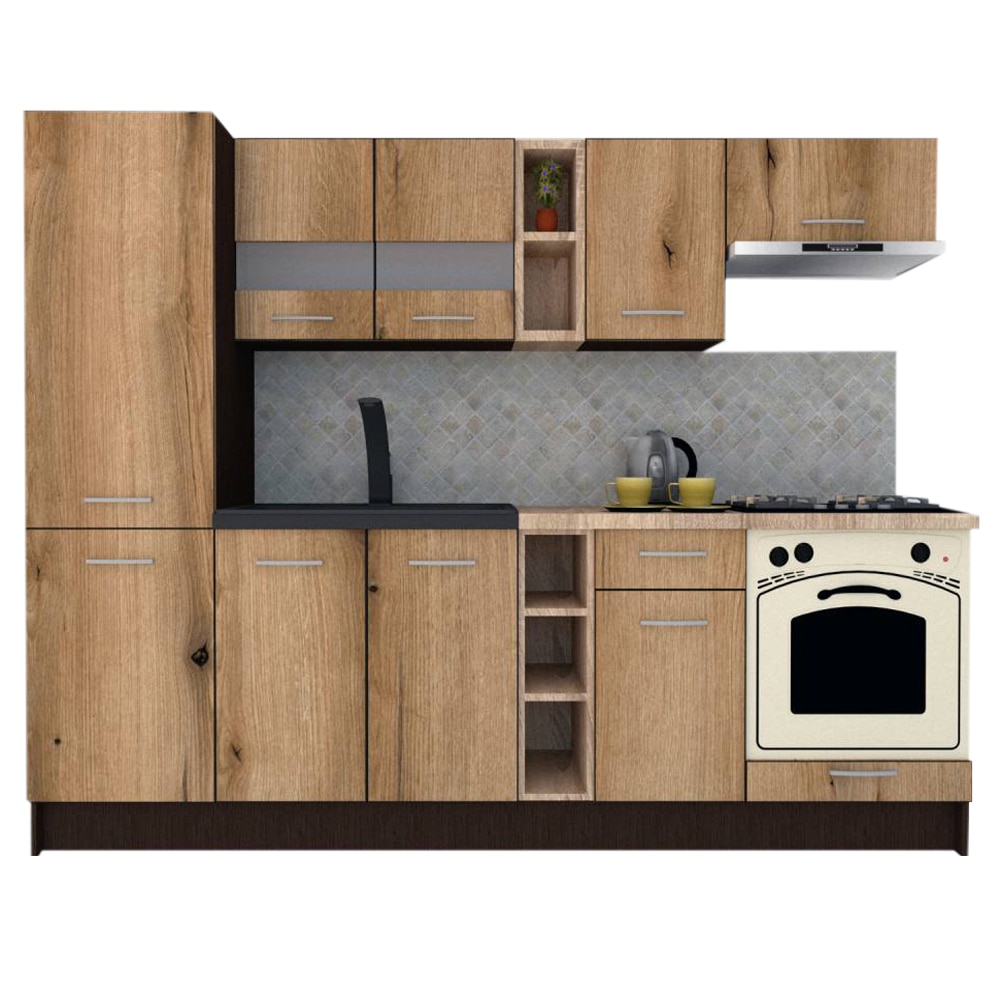 Set Bucatarie Marina New 250 B, Wenge / Decor K365, 250 x 195,5 x 60 cm
