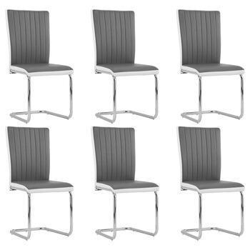 Set de 6 scaune de bucatarie, vidaXL, Piele artificiala, 42 x 54 x 95 cm Gri Set de 6 scaune de bucatarie, vidaXL, Piele artificiala, 42 x 54 x 95 cm Gri