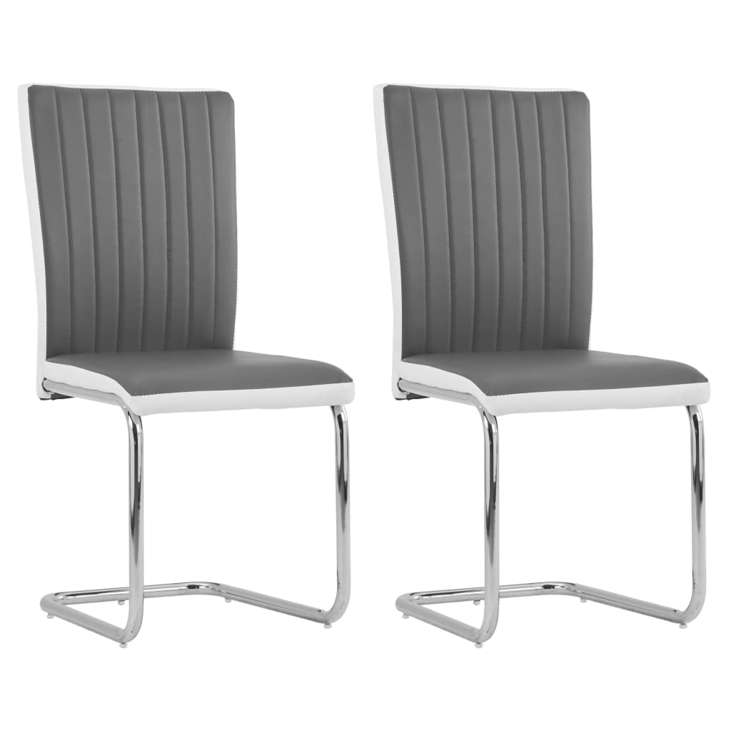 Set scaune de bucatarie consola, 2 buc, gri, piele ecologica 281789