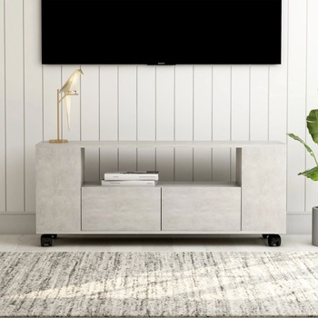 Comoda TV pe rotile, vidaXL, PAL, 120 x 35 x 43 cm, Gri ciment Comoda TV pe rotile, vidaXL, PAL, 120 x 35 x 43 cm, Gri ciment