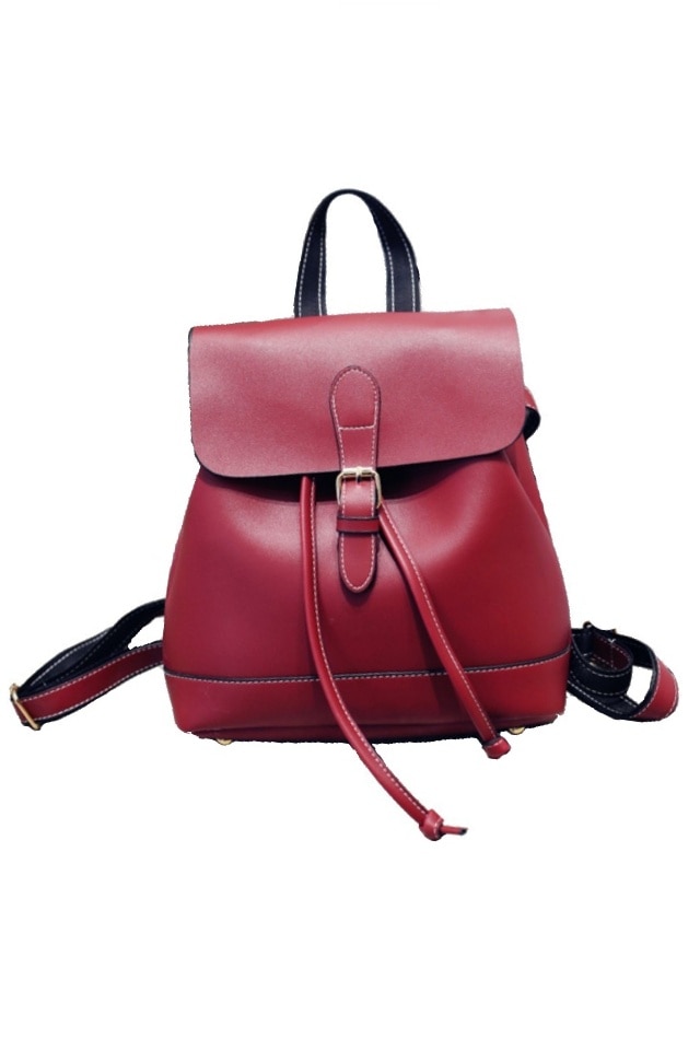 Rucsac de dama Deveraux rosu din piele ecologica, 27 x 23 x 11 cm