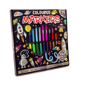 Set markere colorate, 20 bucati, cu 6 culori metalizate, Grafix, R04-0068 Set markere colorate, 20 bucati, cu 6 culori metalizate, Grafix, R04-0068