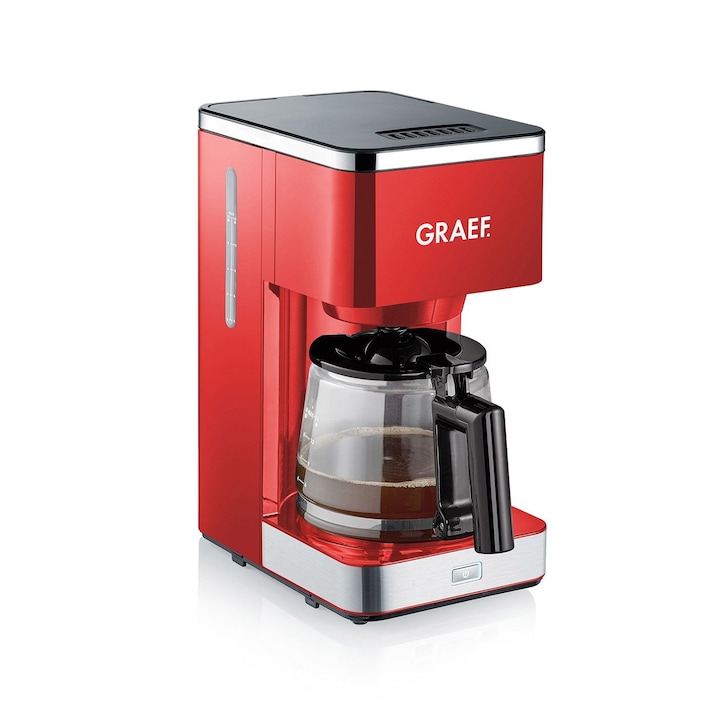 Cafetiera Graef, FK403, cu functie de preinfuzare pentru potentarea aromei, 1000 W, 1.25 L / 10 cesti, High Quality Design, operare usoara, rosu