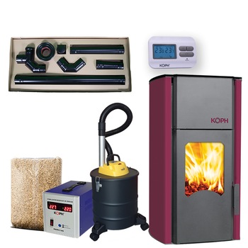 Pachet Termosemineu peleti cu agent termic Koph PM 13 kW + Stabilizator de monofazic de tensiune Koph Protect 1000 VA/750W + Termostat cu fir Koph T3 + Kit cos de fum Termax Ø 80 mm + Aspirator de cenusa + un sac de peleti de 15 Kg Pachet Termosemineu peleti cu agent termic Koph PM 13 kW + Stabilizator de monofazic de tensiune Koph Protect 1000 VA/750W + Termostat cu fir Koph T3 + Kit cos de fum Termax Ø 80 mm + Aspirator de cenusa + un sac de peleti de 15 Kg
