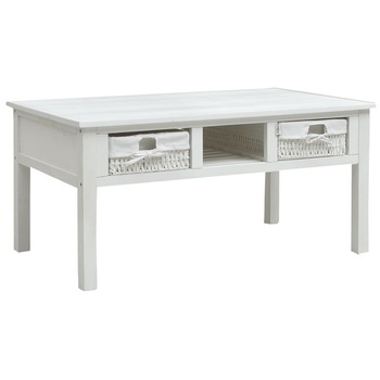 Masuta de cafea, vidaXL, Lemn de paulownia, 99,5 x 60 x 48 cm, Alb Masuta de cafea, vidaXL, Lemn de paulownia, 99,5 x 60 x 48 cm, Alb