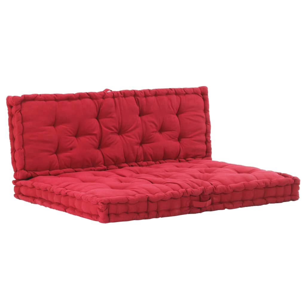 Perna canapea din paleti, vidaXL, Bumbac, 120 x 40 x 7 cm si 120 x 80 x 10 cm, Grena