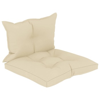 Perna de canapea in paleti 2 piese vidaXL, Tesatura, 60 x 61 x 10 cm, Crem Perna de canapea in paleti 2 piese vidaXL, Tesatura, 60 x 61 x 10 cm, Crem