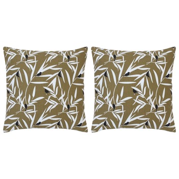Set de 2 perne decorative, vidaXL, Bumbac, Model pasari pe ramuri, 40 x 40 cm, Maro Set de 2 perne decorative, vidaXL, Bumbac, Model pasari pe ramuri, 40 x 40 cm, Maro