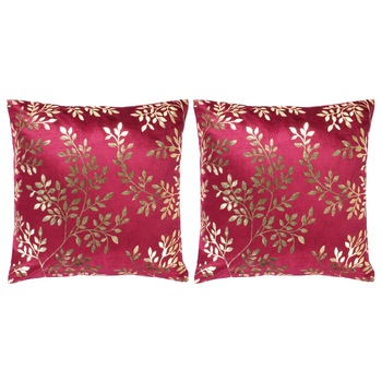 Set 2 perne decorative vidaXL, Catifea, 40 x 40, Rosu, imprimeu ramuri Set 2 perne decorative vidaXL, Catifea, 40 x 40, Rosu, imprimeu ramuri