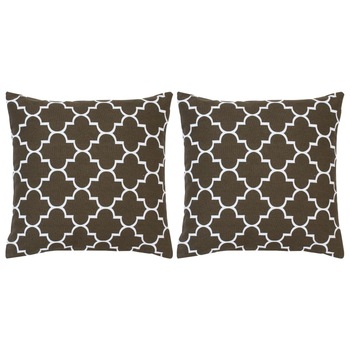 Set de 2 perne decorative, vidaXL, Bumbac, Cu model, 40 x 40 cm, Maro/Alb Set de 2 perne decorative, vidaXL, Bumbac, Cu model, 40 x 40 cm, Maro/Alb