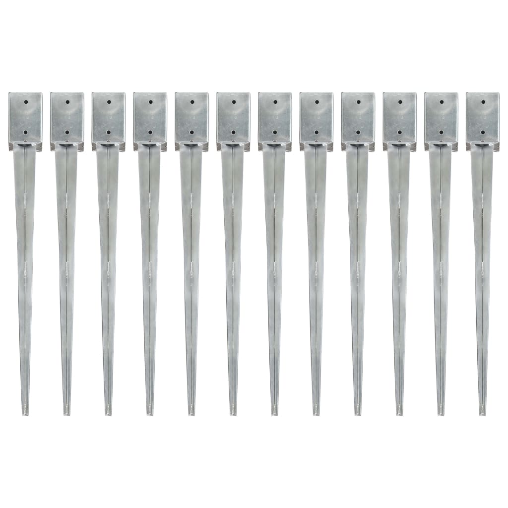 Set de 12 tarusi de sol, vidaXL, Otel, 9 x 9 x 90 cm