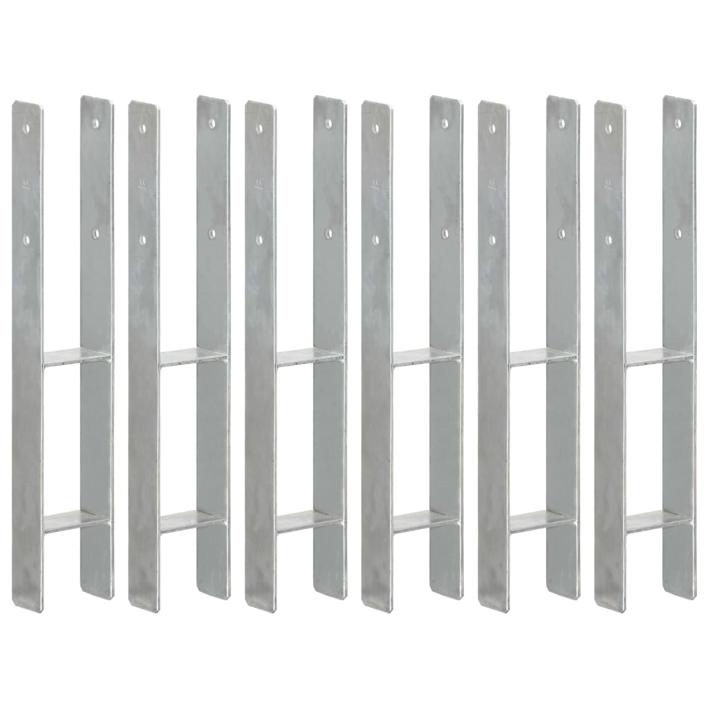 Set de 6 ancore de gard, vidaXL, Otel, 9 x 6 x 60 cm