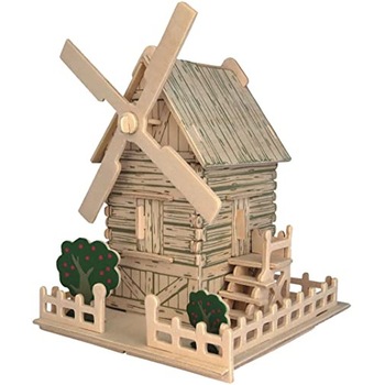 Puzzle 3D din lemn 61 piese Moara de vant, Alibeibei Puzzle 3D din lemn 61 piese Moara de vant, Alibeibei