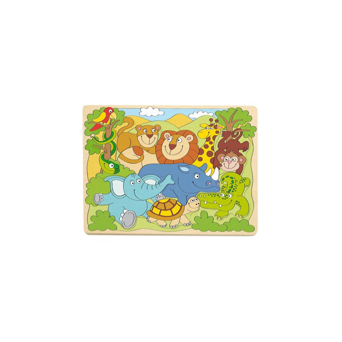 Puzzle Woodyland din lemn cu animale africane