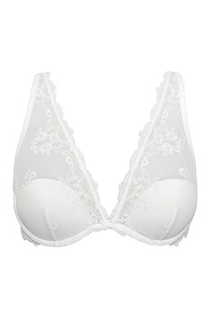 Sutien cu bretele late din dantela si triplu voal cu burete subtire , Glam 1958, Alb Sutien cu bretele late din dantela si triplu voal cu burete subtire , Glam 1958, Alb