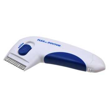 Perie electrica FLEA DOCTOR pentru combaterea puricilor de pe animalele de comapnie, fara chimicale, culoare alb Perie electrica FLEA DOCTOR pentru combaterea puricilor de pe animalele de comapnie, fara chimicale, culoare alb