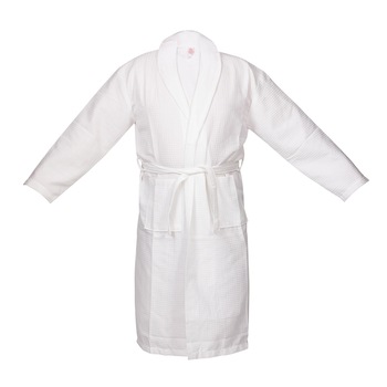 Halat Bianca, de baie, pentru hotel, model fagure, 100% bumbac, culoare alb, marime L/XL Halat Bianca, de baie, pentru hotel, model fagure, 100% bumbac, culoare alb, marime L/XL