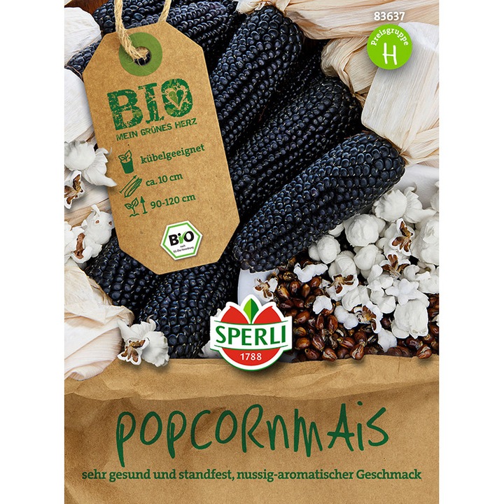 Porumb negru bio pentru popcorn, 30 seminte
