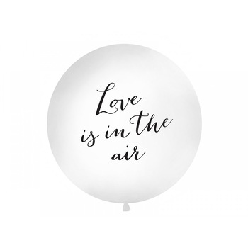 Balon Jumbo, Deco, Alb, inscriptionat cu negru Love is in the air, 1m Balon Jumbo, Deco, Alb, inscriptionat cu negru Love is in the air, 1m