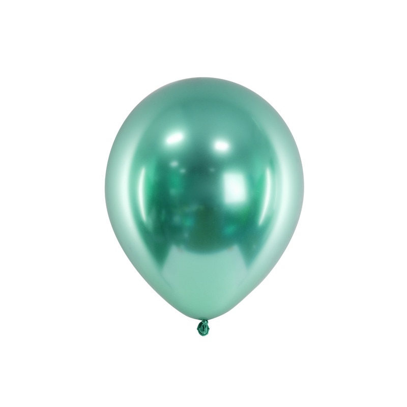 Set 5 baloane latex chrome, Deco, Verde, 30 cm