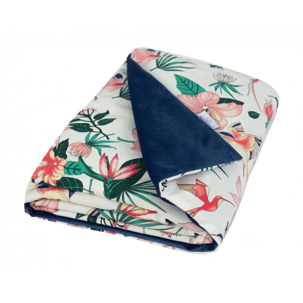 Paturica bebelusi cu doua fete 75x100 cm Velvet Birds and Flowers 06