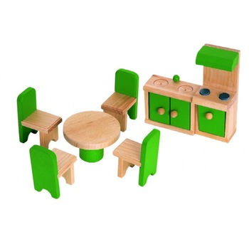 Set Woodyland Mobilier bucatarie din lemn pentru casa de papusi Set Woodyland Mobilier bucatarie din lemn pentru casa de papusi