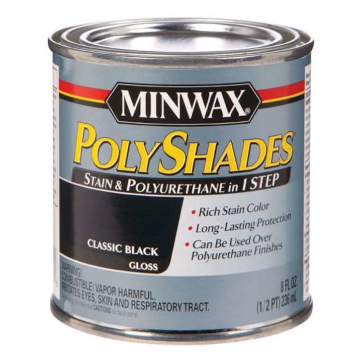 Minwax PolyShades 275 VOC лак за дърво, класически черен, гланц, 0,236 l