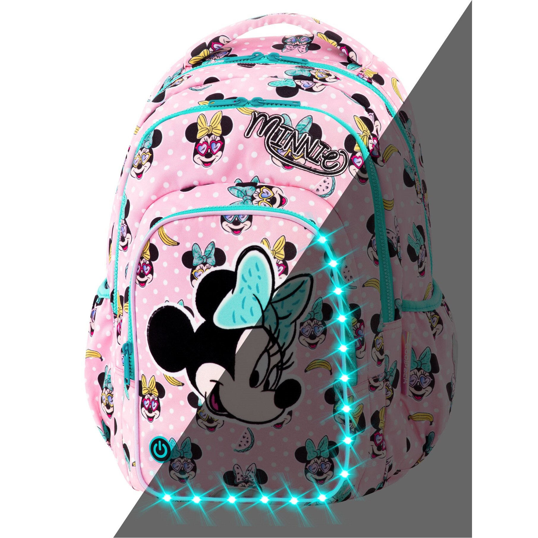 Ghiozdan scoala Cool Pack Spark L Minnie Pink LED, Multicolor, 31x44x20