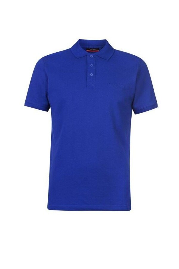 Tricou polo pentru barbati, Pierre Cardin, Bumbac, Alb, Albastru Royal