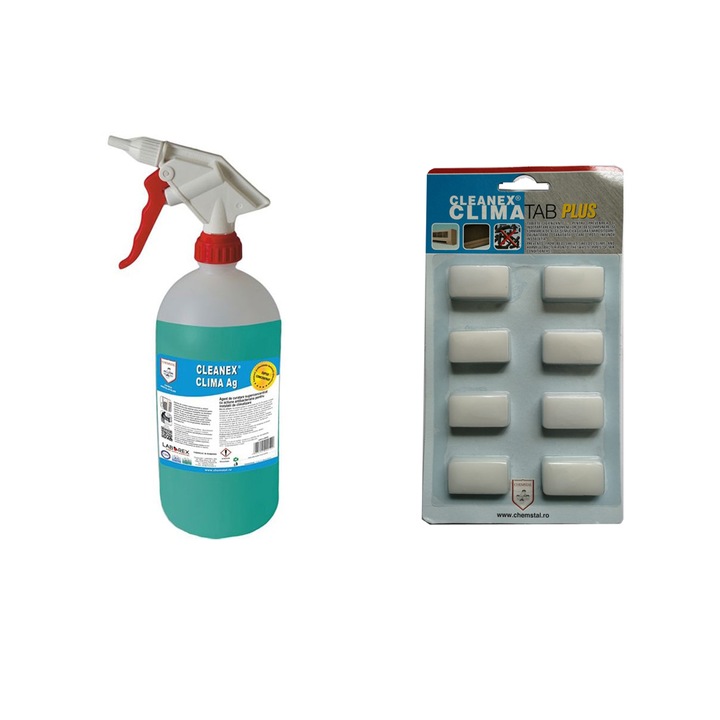 Pastile igienizante cu solutie curatare si dezinfectare pentru aparate de aer conditionat CLIMA Argint 1 kg si Climatab PLUS