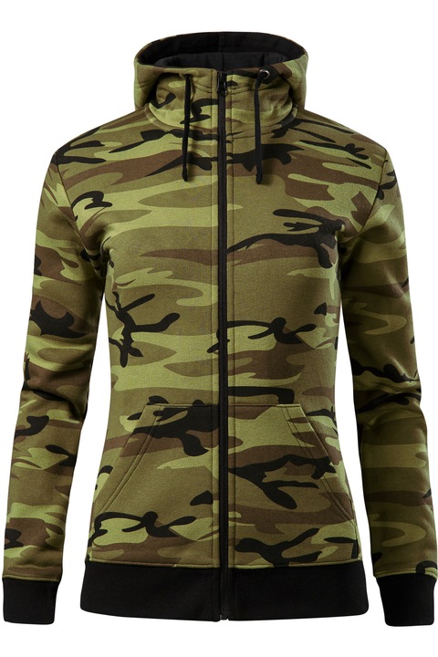 Hanorac model camuflaj, pentru dama, verde, marimea L