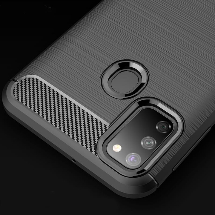Karbon Anti-Shock rugalmas tok Samsung Galaxy M21 készülékhez, fekete