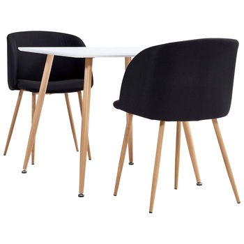 Set mobilier de bucatarie cu 1 masa si 2 scaune/fotolii tapitate, vidaXL, Tesatura, 80.5 x 80.5 x 73 cm, Negru Set mobilier de bucatarie cu 1 masa si 2 scaune/fotolii tapitate, vidaXL, Tesatura, 80.5 x 80.5 x 73 cm, Negru