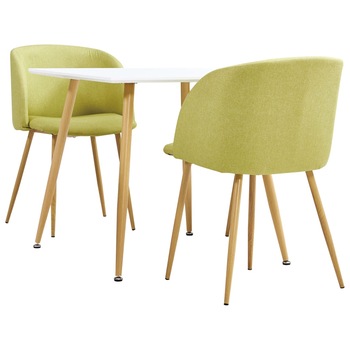 Set mobilier de bucatarie cu 1 masa si 2 scaune/fotolii tapitate, vidaXL, Tesatura, 80.5 x 80.5 x 73 cm, Verde deschis Set mobilier de bucatarie cu 1 masa si 2 scaune/fotolii tapitate, vidaXL, Tesatura, 80.5 x 80.5 x 73 cm, Verde deschis