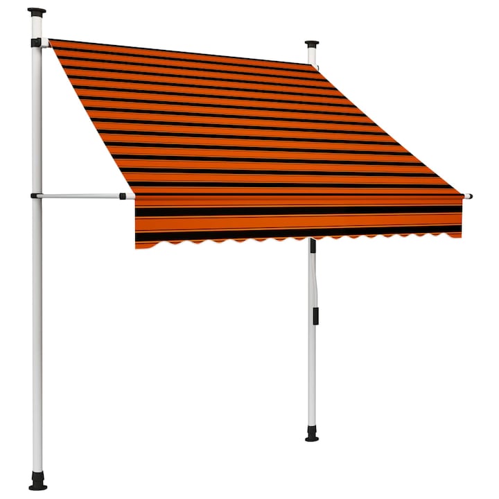 vidaXL narancssárga-barna csíkos manuális napellenző 150 x 120 cm