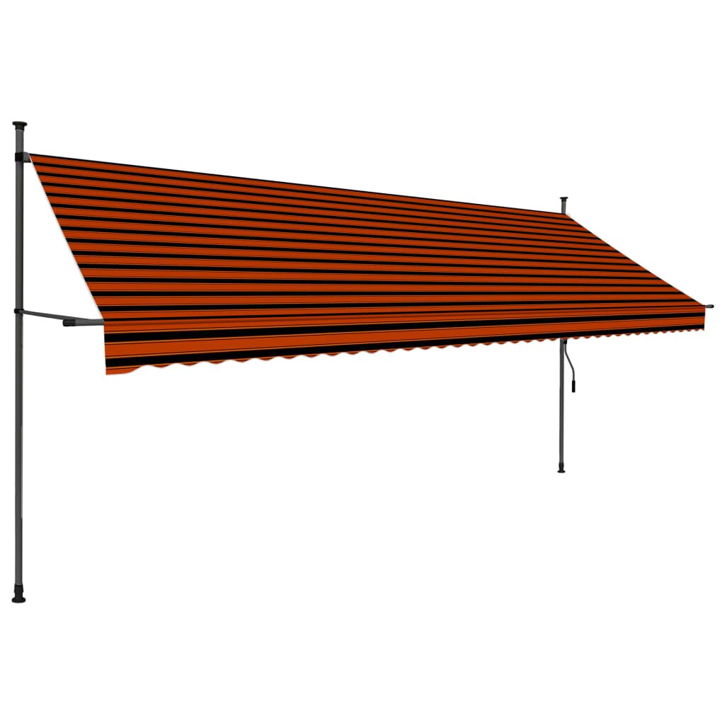 Copertina retractabila manual cu LED, vidaXL, Poliester, 400 x 120 x (200-300) cm, Portocaliu/Negru